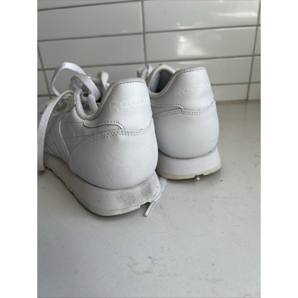 Reebok Classic Leather Triple White Mens Running Walking Shoes 9.5 - Picture 6 of 7